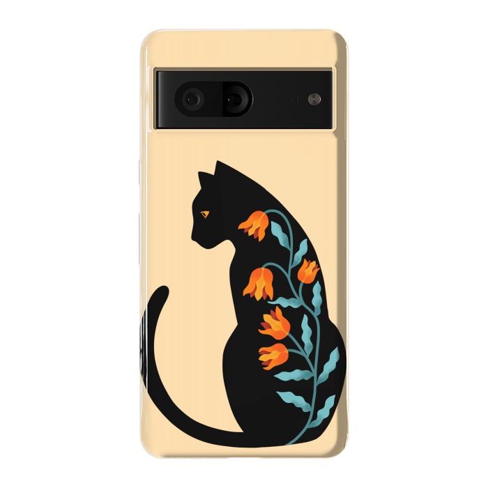 Pixel 7 StrongFit Cat Floral by Coffee Man