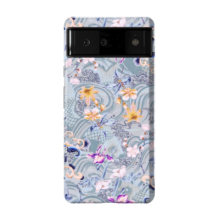 Pixel 6 StrongFit Flowers and fish - Chinese decorative pattern by Oana 