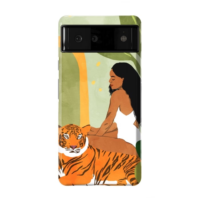 Pixel 6 StrongFit Just You & Me | Tiger Urban Jungle Friendship | Wild Cat Bohemian Black Woman with Pet by Uma Prabhakar Gokhale