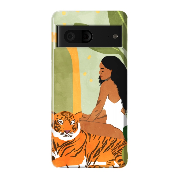 Pixel 7 StrongFit Just You & Me | Tiger Urban Jungle Friendship | Wild Cat Bohemian Black Woman with Pet by Uma Prabhakar Gokhale