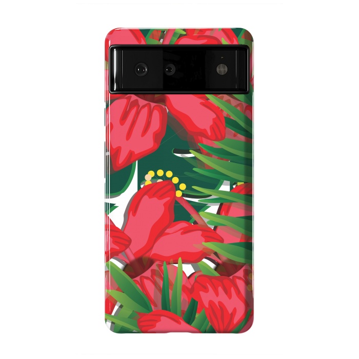 Pixel 6 StrongFit red tulips tropical by MALLIKA