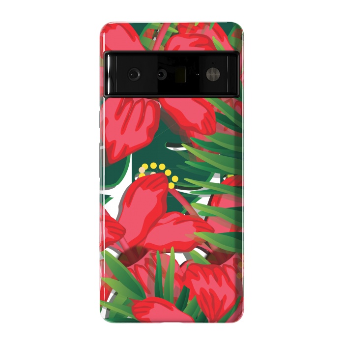 Pixel 6 Pro StrongFit red tulips tropical by MALLIKA