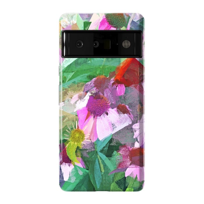 Pixel 6 Pro StrongFit The Memory of Spring, Crosshatch Botanical Floral Painting, Plants Garden Meadow, Flowers Nature Digital Illustration by Uma Prabhakar Gokhale