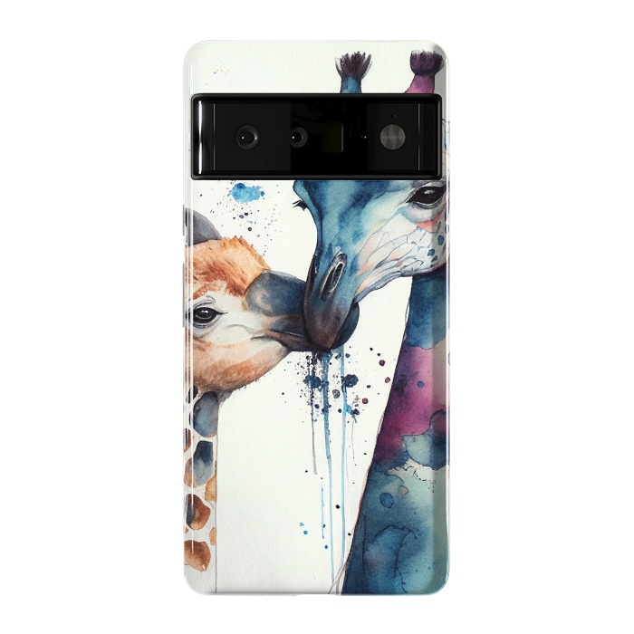 Pixel 6 Pro StrongFit Giraffe Love in Watercolor by Texnotropio