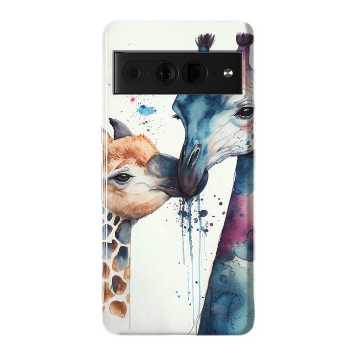 Pixel 7 Pro StrongFit Giraffe Love in Watercolor by Texnotropio