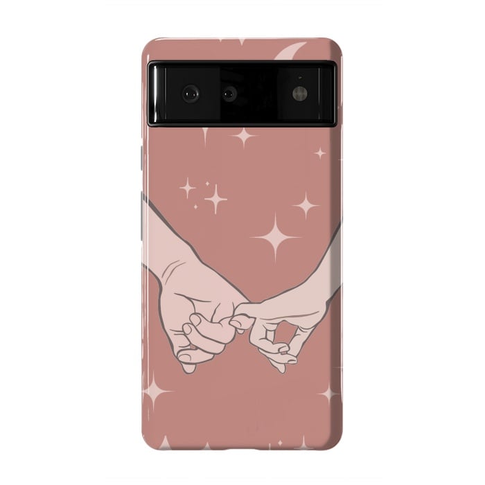 Pixel 6 StrongFit Minimal aesthetic couple holding hands on starry sky - valentine's day by Oana 