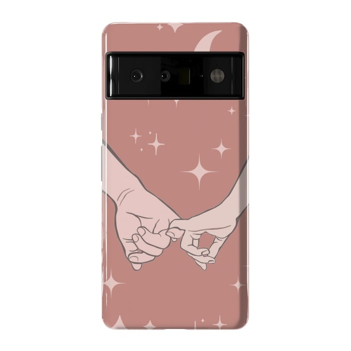 Pixel 6 Pro StrongFit Minimal aesthetic couple holding hands on starry sky - valentine's day by Oana 