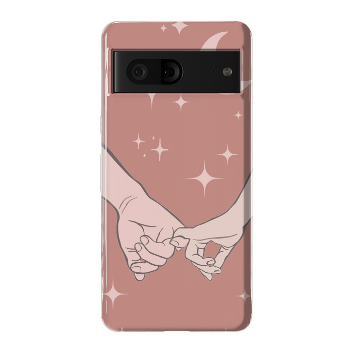 Pixel 7 StrongFit Minimal aesthetic couple holding hands on starry sky - valentine's day by Oana 