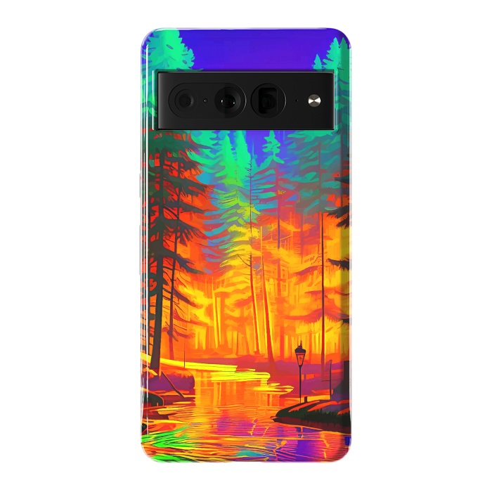 Pixel 7 Pro StrongFit The Neon Mirage, Forest Trees Nature, Eclectic Electric Pop Art, Colorful Bright Contemporary Modern by Uma Prabhakar Gokhale