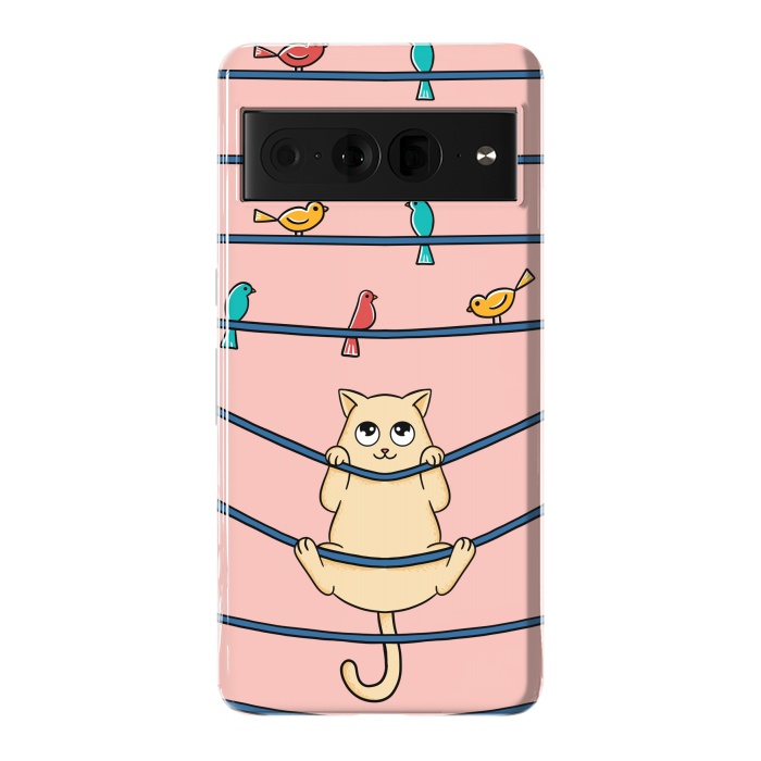 Pixel 7 Pro StrongFit Cat and birds by Coffee Man