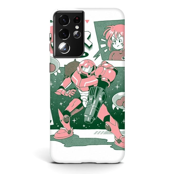 Galaxy S21 ultra StrongFit Bounty Hunter From Space - White by Ilustrata