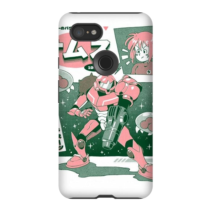 Pixel 3XL StrongFit Bounty Hunter From Space - White by Ilustrata