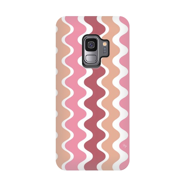 Galaxy S9 StrongFit Pink Retro Waves by Martina