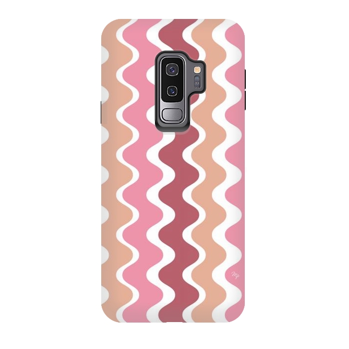 Galaxy S9 plus StrongFit Pink Retro Waves by Martina