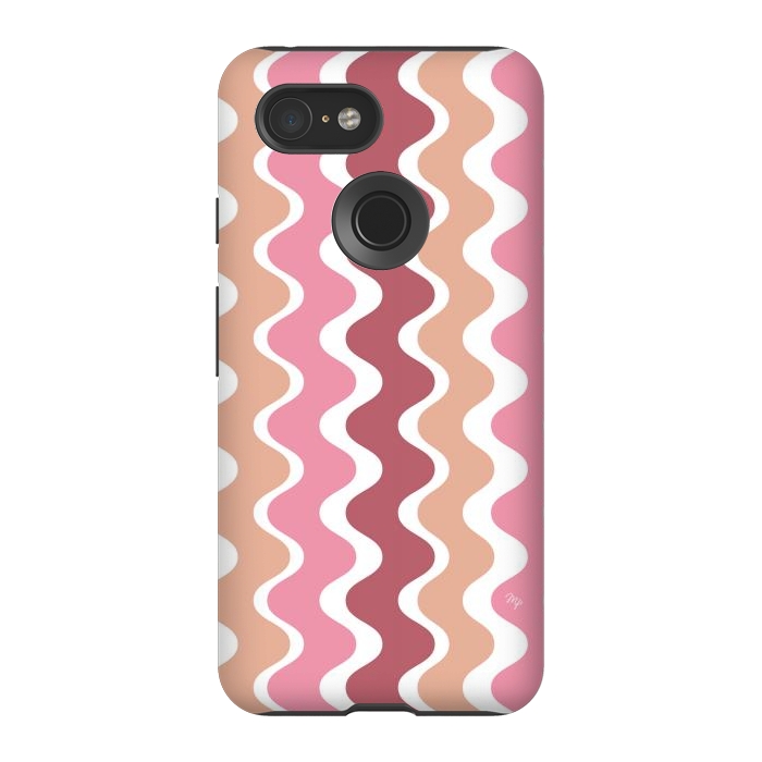 Pixel 3 StrongFit Pink Retro Waves by Martina