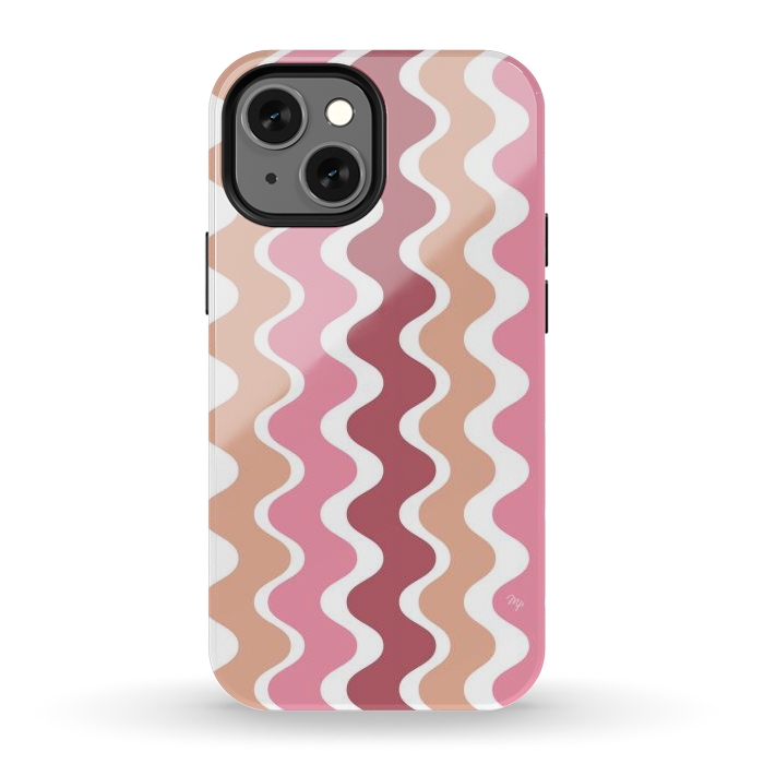 iPhone 12 mini StrongFit Pink Retro Waves by Martina