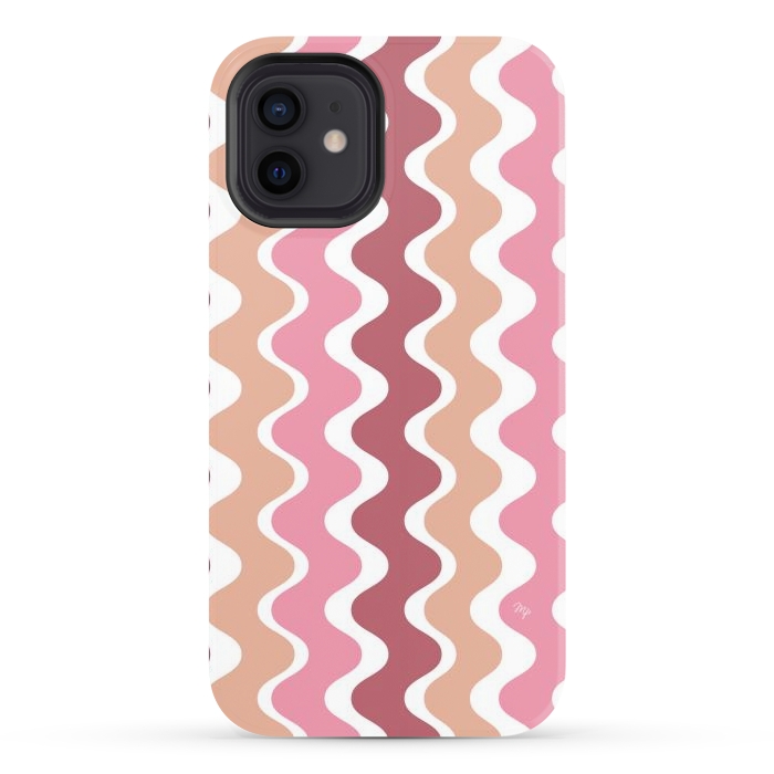 iPhone 12 StrongFit Pink Retro Waves by Martina