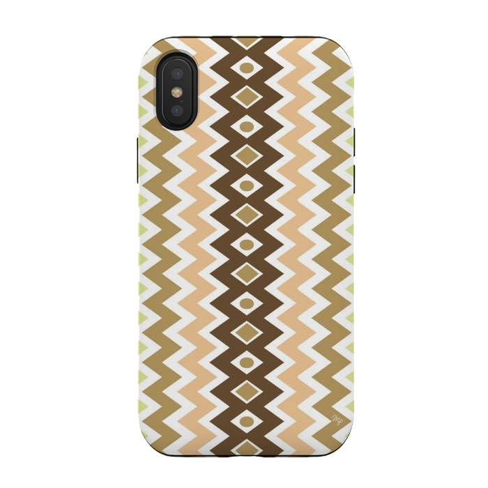 iPhone Xs / X StrongFit Beige Chevron Love by Martina