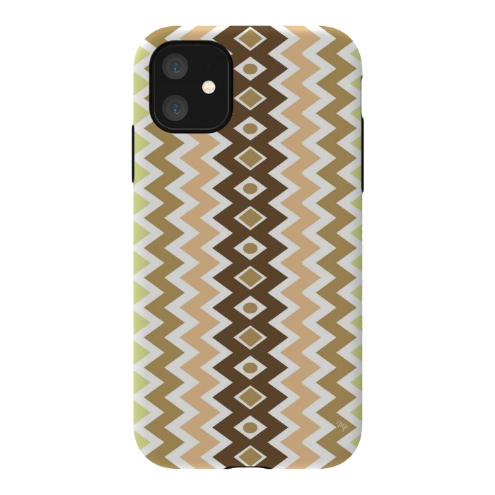 iPhone 11 StrongFit Beige Chevron Love by Martina