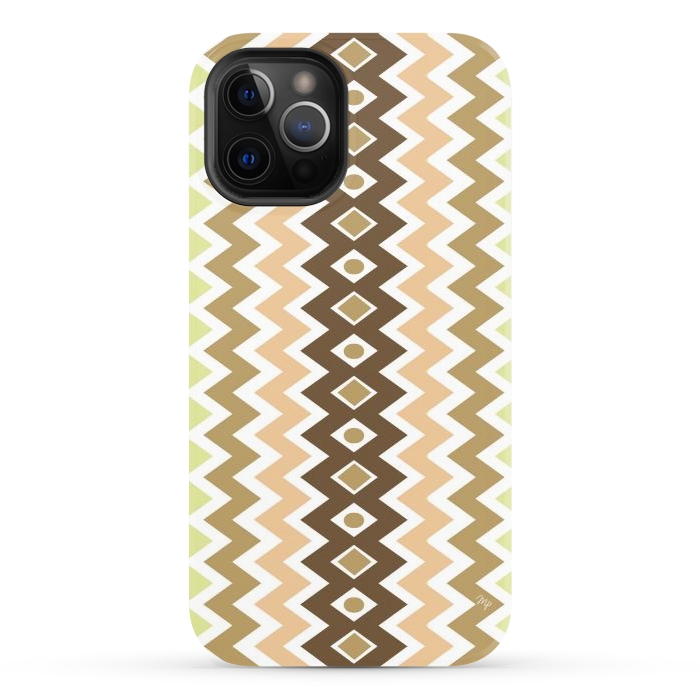 iPhone 12 Pro StrongFit Beige Chevron Love by Martina