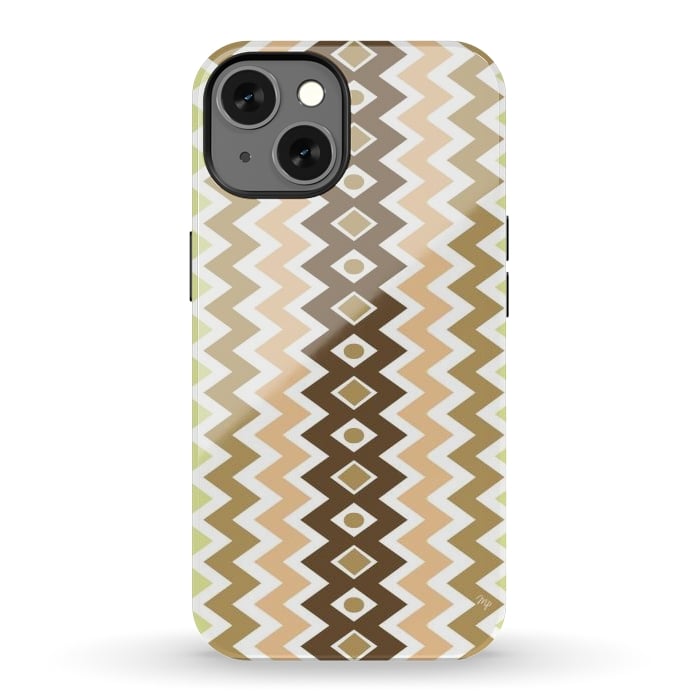 iPhone 13 StrongFit Beige Chevron Love by Martina