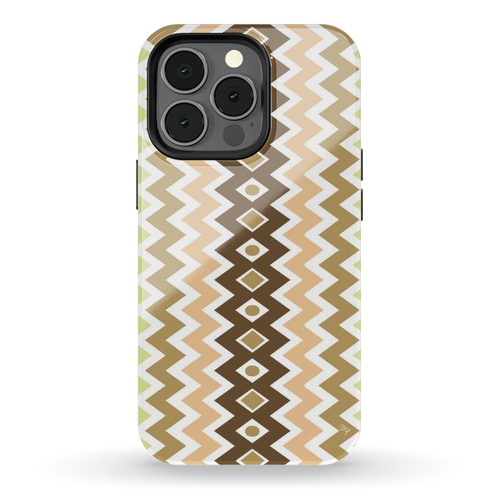 iPhone 13 pro StrongFit Beige Chevron Love by Martina
