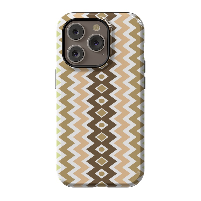iPhone 14 Pro StrongFit Beige Chevron Love by Martina