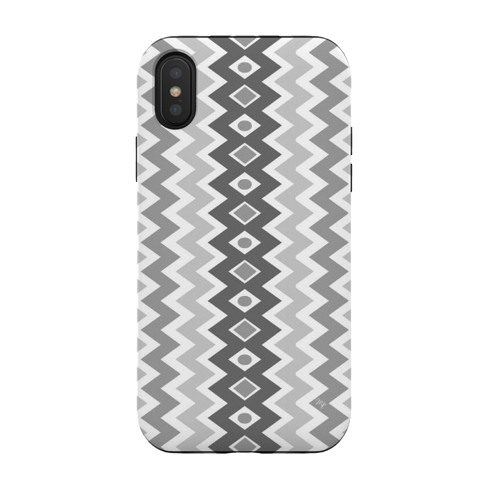 iPhone Xs / X StrongFit Unisex gray chevron by Martina