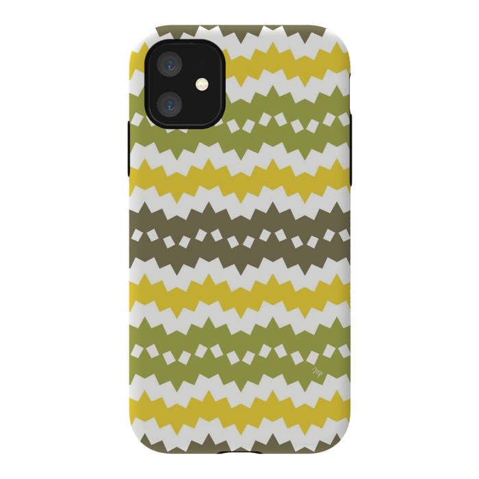 iPhone 11 StrongFit Green Playful chevron by Martina