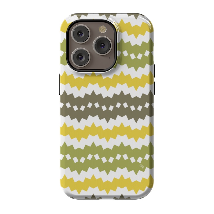 iPhone 14 Pro StrongFit Green Playful chevron by Martina