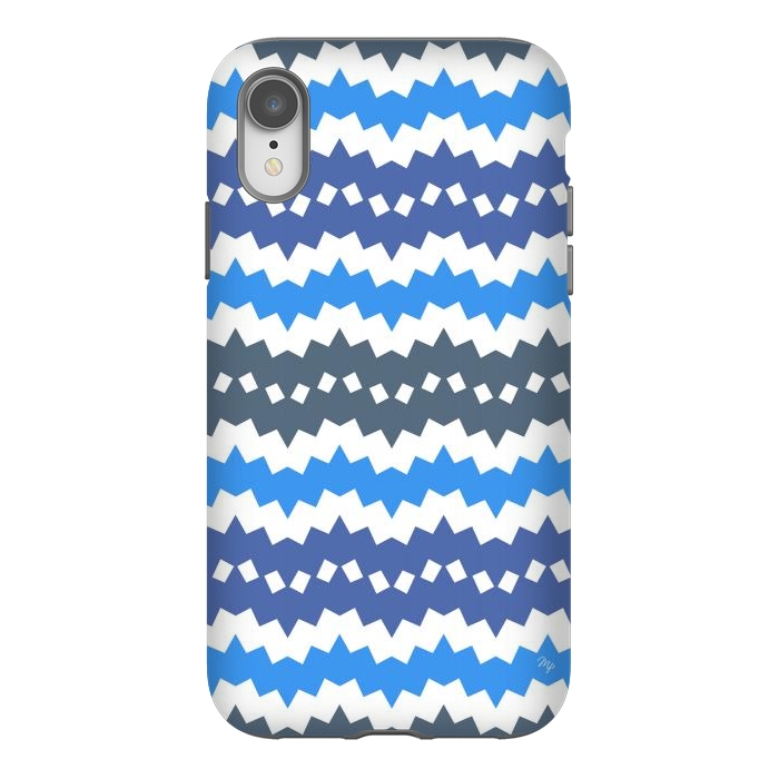 iPhone Xr StrongFit Blue Playful CHevron by Martina