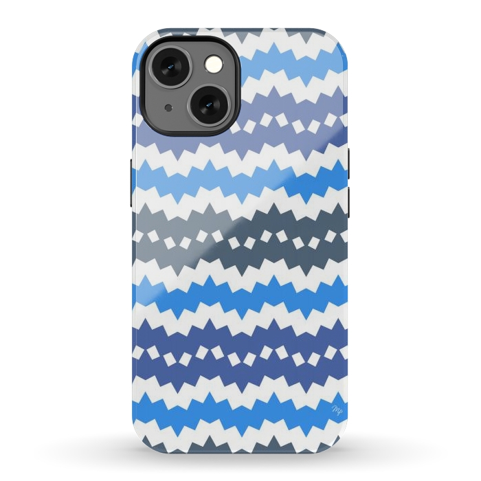 iPhone 13 StrongFit Blue Playful CHevron by Martina