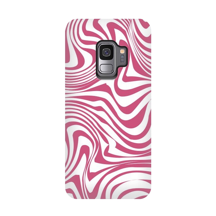 Galaxy S9 StrongFit Retro pink waves by Martina