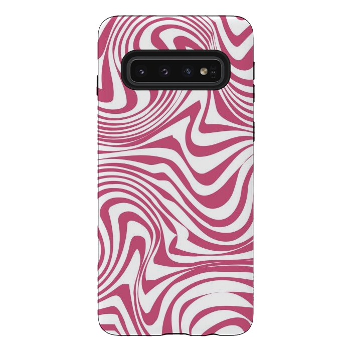 Galaxy S10 StrongFit Retro pink waves by Martina