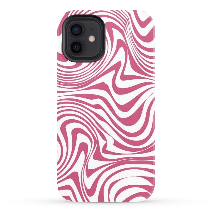 iPhone 12 StrongFit Retro pink waves by Martina