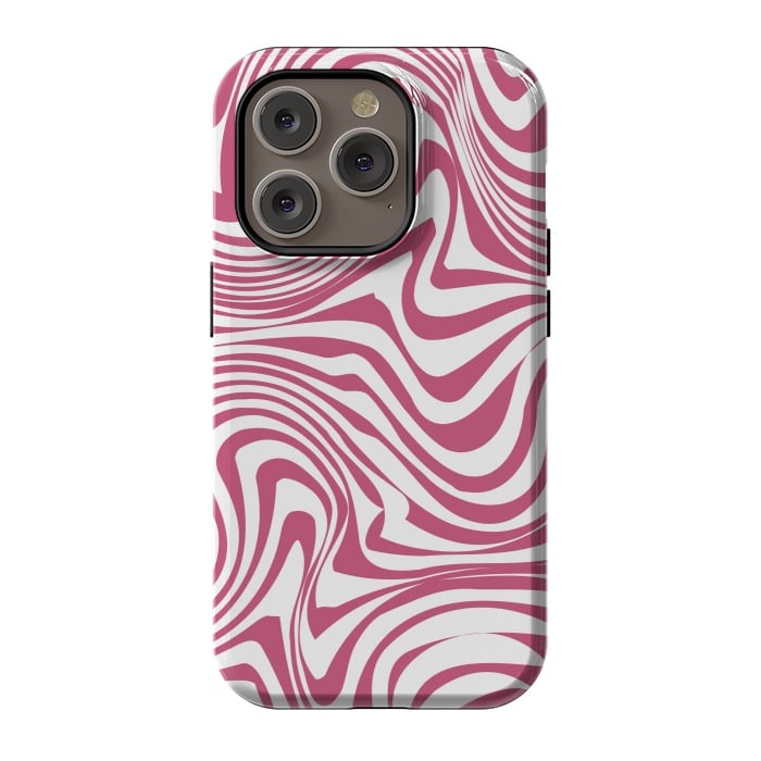 iPhone 14 Pro StrongFit Retro pink waves by Martina