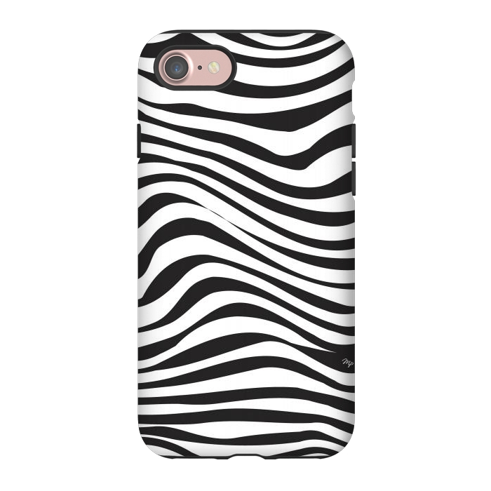 iPhone 7 StrongFit Modern retro black and white waves by Martina