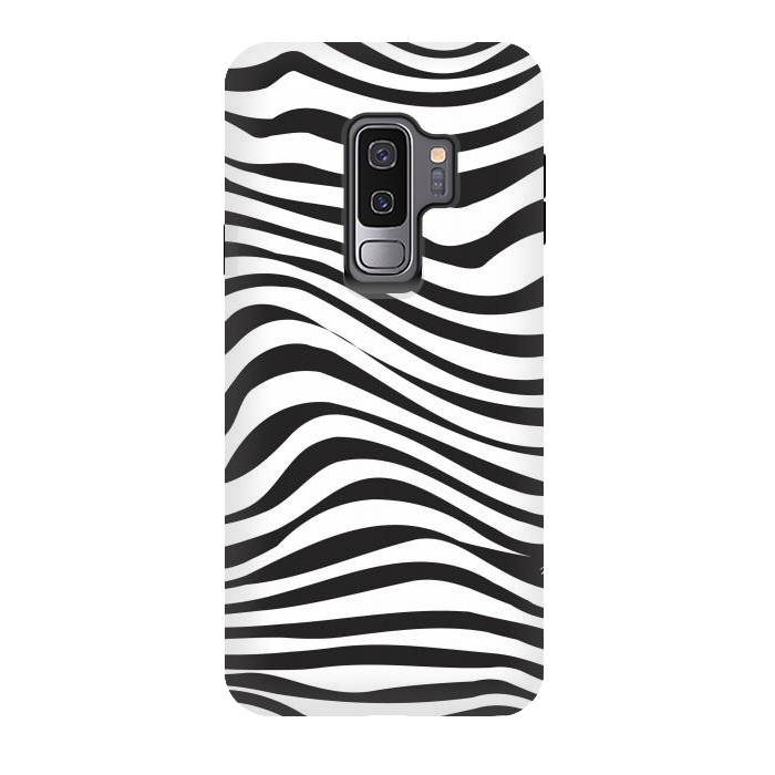 Galaxy S9 plus StrongFit Modern retro black and white waves by Martina