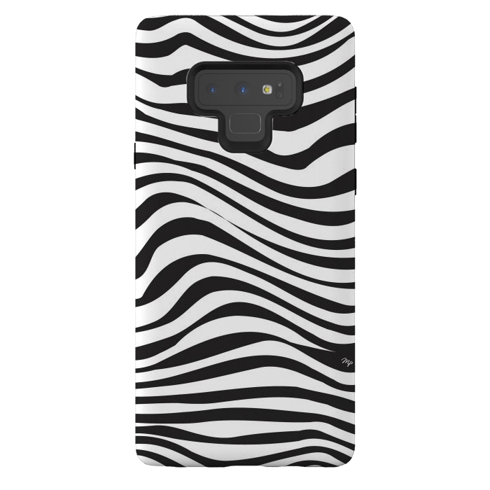 Galaxy Note 9 StrongFit Modern retro black and white waves by Martina