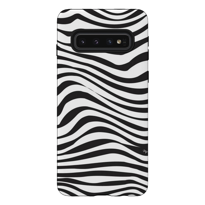 Galaxy S10 StrongFit Modern retro black and white waves by Martina