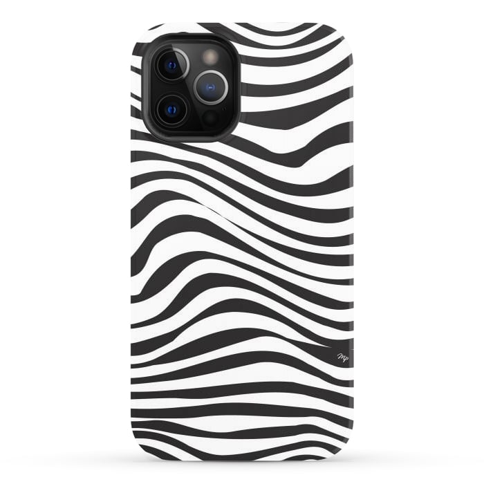 iPhone 12 Pro StrongFit Modern retro black and white waves by Martina