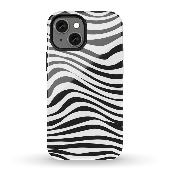 iPhone 13 mini StrongFit Modern retro black and white waves by Martina