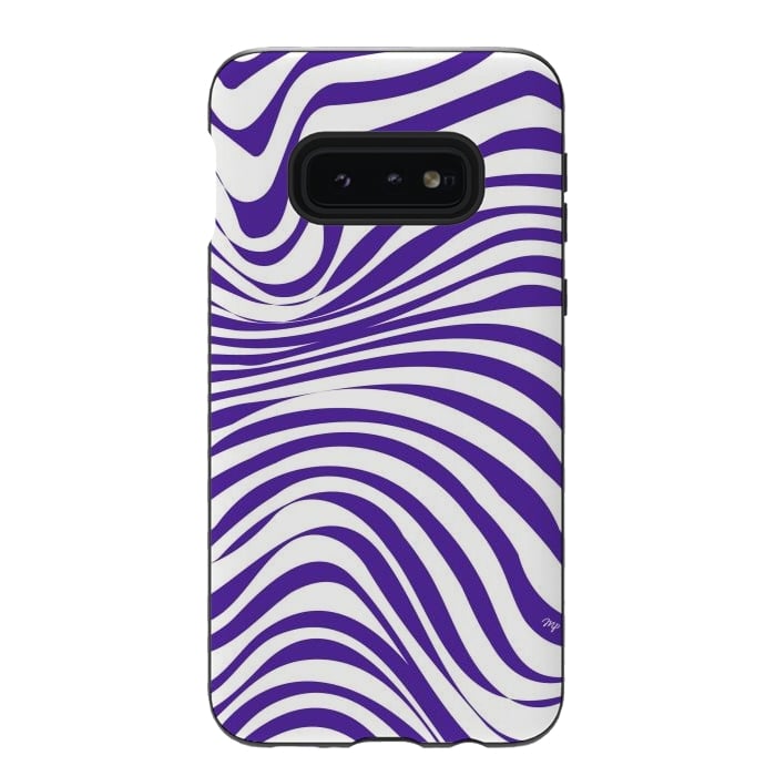 Galaxy S10e StrongFit Modern retro purple waves by Martina
