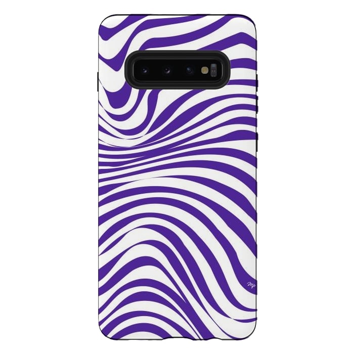 Galaxy S10 plus StrongFit Modern retro purple waves by Martina