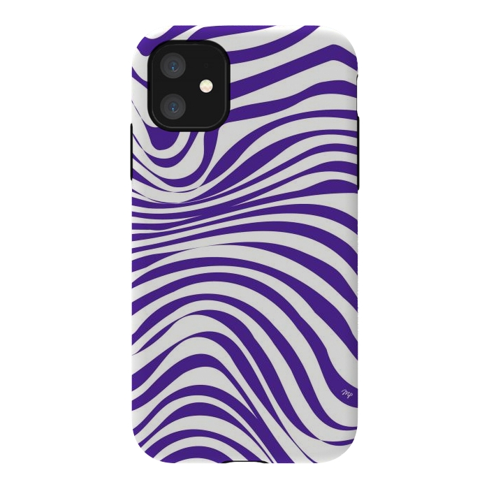 iPhone 11 StrongFit Modern retro purple waves by Martina