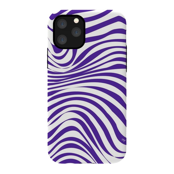iPhone 11 Pro StrongFit Modern retro purple waves by Martina