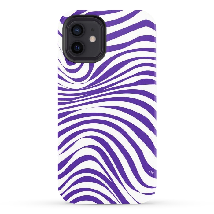 iPhone 12 StrongFit Modern retro purple waves by Martina