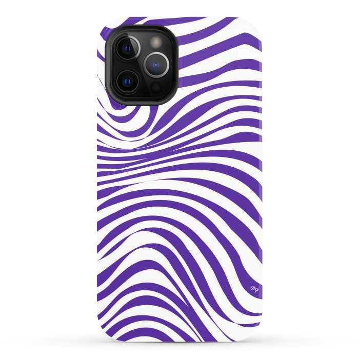 iPhone 12 Pro StrongFit Modern retro purple waves by Martina