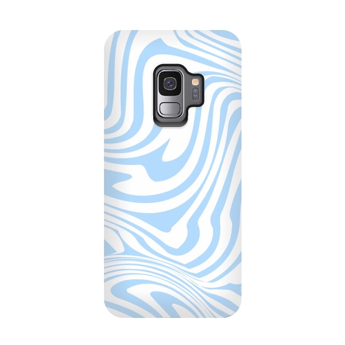 Galaxy S9 StrongFit Modern retro blue waves by Martina