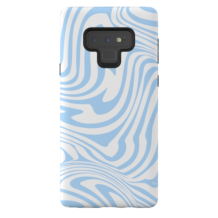 Galaxy Note 9 StrongFit Modern retro blue waves by Martina